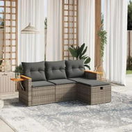 Detailed information about the product 4 Piece Garden Sofa Set with Cushions Grey Poly Rattan