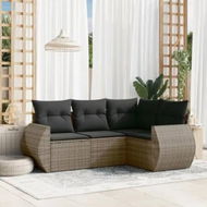 Detailed information about the product 4 Piece Garden Sofa Set with Cushions Grey Poly Rattan