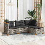 Detailed information about the product 4 Piece Garden Sofa Set with Cushions Grey Poly Rattan