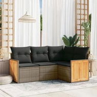 Detailed information about the product 4 Piece Garden Sofa Set with Cushions Grey Poly Rattan
