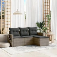 Detailed information about the product 4 Piece Garden Sofa Set with Cushions Grey Poly Rattan