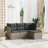 Detailed information about the product 4 Piece Garden Sofa Set with Cushions Grey Poly Rattan