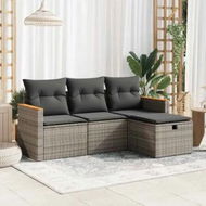 Detailed information about the product 4 Piece Garden Sofa Set with Cushions Grey Poly Rattan