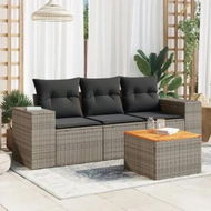 Detailed information about the product 4 Piece Garden Sofa Set with Cushions Grey Poly Rattan