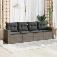 Detailed information about the product 4 Piece Garden Sofa Set with Cushions Grey Poly Rattan
