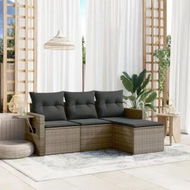 Detailed information about the product 4 Piece Garden Sofa Set with Cushions Grey Poly Rattan