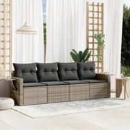 Detailed information about the product 4 Piece Garden Sofa Set with Cushions Grey Poly Rattan