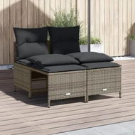Detailed information about the product 4 Piece Garden Sofa Set with Cushions Grey Poly Rattan