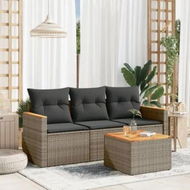 Detailed information about the product 4 Piece Garden Sofa Set with Cushions Grey Poly Rattan