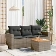 Detailed information about the product 4 Piece Garden Sofa Set with Cushions Grey Poly Rattan