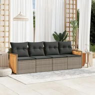 Detailed information about the product 4 Piece Garden Sofa Set with Cushions Grey Poly Rattan