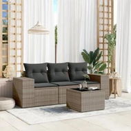 Detailed information about the product 4 Piece Garden Sofa Set with Cushions Grey Poly Rattan