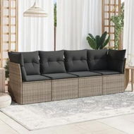 Detailed information about the product 4 Piece Garden Sofa Set with Cushions Grey Poly Rattan