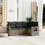 Detailed information about the product 4 Piece Garden Sofa Set with Cushions Grey Poly Rattan
