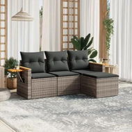 Detailed information about the product 4 Piece Garden Sofa Set with Cushions Grey Poly Rattan