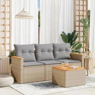 Detailed information about the product 4 Piece Garden Sofa Set with Cushions Mix Beige Poly Rattan