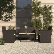 Detailed information about the product 4 Piece Outdoor Lounge Set with Cushions Poly Rattan Black