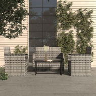 Detailed information about the product 4 Piece Outdoor Lounge Set With Cushions Poly Rattan Grey