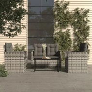 Detailed information about the product 4 Piece Outdoor Lounge Set with Cushions Poly Rattan Grey