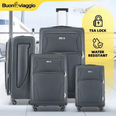 4 Piece Suitcases Luggage Set Carry On Softside Travel Case Checked Travelling Bags Hand Baggage TSA Lock Expandable Storage Rolling Trolley Wheels
