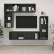 Detailed information about the product 4 Piece TV Cabinet Set High Gloss Grey Engineered Wood