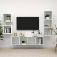 Detailed information about the product 4 Piece TV Cabinet Set High Gloss White Chipboard