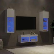 Detailed information about the product 4 Piece TV Wall Cabinets with LED Lights White