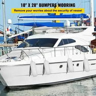 Detailed information about the product 4 Ribbed Boat Fender 10 x 28 White Center Hole Bumper Mooring Protection