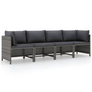 Detailed information about the product 4-Seater Garden Sofa With Cushions Grey Poly Rattan