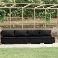 Detailed information about the product 4-Seater Sofa With Cushions Black Poly Rattan