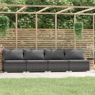 Detailed information about the product 4-Seater Sofa with Cushions Grey Poly Rattan