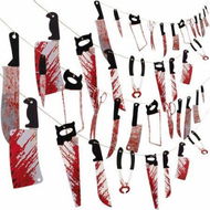 Detailed information about the product 4 Sets Bloody Garland Banner - Halloween Zombie Vampire Party Decorations Supplies