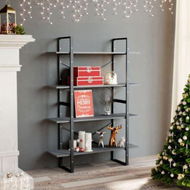 Detailed information about the product 4-Tier Book Cabinet Grey 100x30x140 Cm Solid Pine Wood