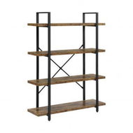 Detailed information about the product 4 Tier Industrial Style Bookshelf Dark Brown