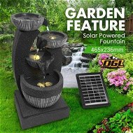 Detailed information about the product 4-Tier Solar Water Fountain Garden Features Outdoor Bird Bath With Led Light Grey