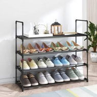 Detailed information about the product 4-Tier Stainless Steel Shoe Rack Storage Organizer to Hold up to 20 Pairs of Shoes (80cm, Black)