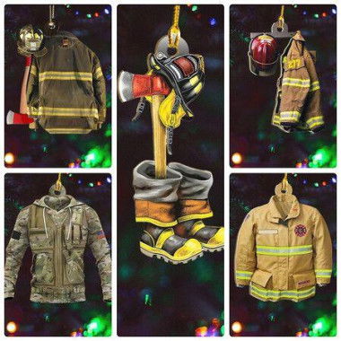 4 Uniforms Ornament Firefighter Christmas Tree Pendant Hanging Tree Decor Restaurant Christmas Decoration