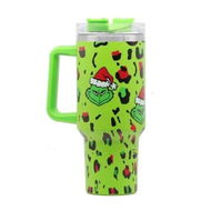 Detailed information about the product 40 oz Christmas Grinchi Tumbler with Handle and Straw, Stainless Steel Tumbler with Lid Straw, Car Mug Sports Travel Christmas Gift