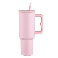 Detailed information about the product 40 Oz Tumbler With Handle And Straw Lid, Reusable Stainless Steel Insulated Travel Mug Leakproof Iced Coffee Cup For Outdoor Sports Color Pink