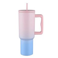 Detailed information about the product 40 Oz Tumbler With Handle And Straw Lid, Reusable Stainless Steel Insulated Travel Mug Leakproof Iced Coffee Cup For Outdoor Sports Color Sweet Taffy