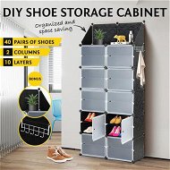 Detailed information about the product 40 Pairs Stackable Shoe Storage Box Organiser Cube DIY Shoe Cabinet Rack Shelf 20 Tier Black