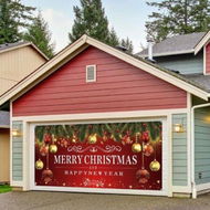 Detailed information about the product 400X180CM Christmas Holiday Garage Door Banner Decorations Outdoor Cover Mural Decoration Backdrop Merry Christmas