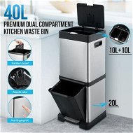 Detailed information about the product 40L Rubbish Bin Dual Compartment Pedal Garbage Can Recycling Trash Waste Stainless Steel Trashcan Soft Closing Lid Kitchen