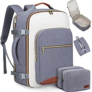 40L Travel Backpack for Women Men with 3 Packing Cubes, Waterproof Personal Item Bag, Weekender Essentials Backpacks fits 17 Laptop