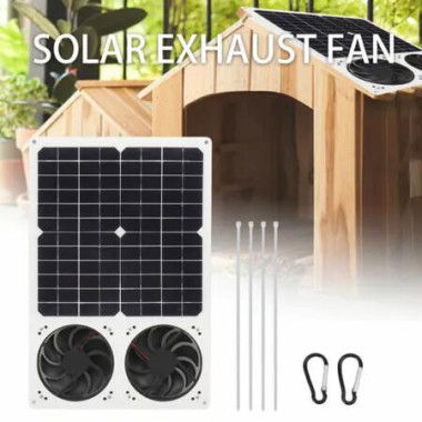 40W 6 Inch Solar Panel Fan Kit Waterproof Portable Dual Fan for Home Attic Pet House Energy Saving Ventilation Pet Houses Chicken Coops