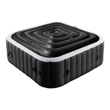 4.2 Ft Black Inflatable Hot Tub Cover, Energy Saving lid for Square Hot Tub with Handle for Outdoor Inflatable Hot Tubs