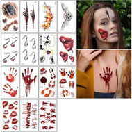 Detailed information about the product 45 Sheets Halloween Waterproof Temporary Tattoos Horror Realistic Fake Bloody Wound Stitch Scar Scab Black Spider Tattoo Sticker