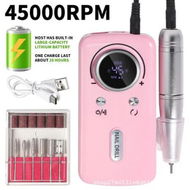 Detailed information about the product 45000RPM Electric Nail Drill Machine Professional Nail Drills for Gel Nails Polish Rechargeable Portable Nail File Manicure Tool Color Pink