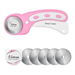 45mm Rotary Cutter with 5pcs Extra Blades, Ergonomic Handle Rolling Cutter with Safety Lock for Fabric, Pink. Available at Crazy Sales for $19.95