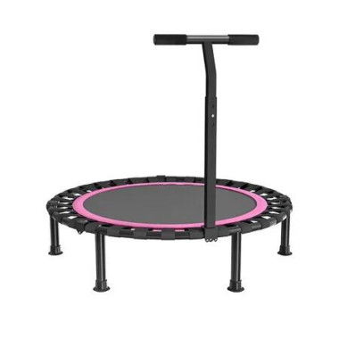 48 Inch Folding Trampoline with T-Rails Pink Red Home Fitness Bouncer Indoor and Outdoor Bungee Training Equipment Men Women Children Portable Bouncer Home